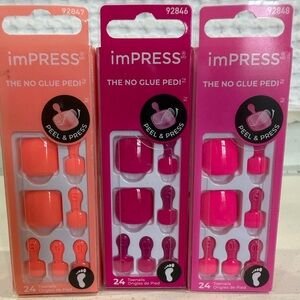 imPRESS Vibrant Neon  No Glue Pedi Set - Coral, Fuchsia,Pink